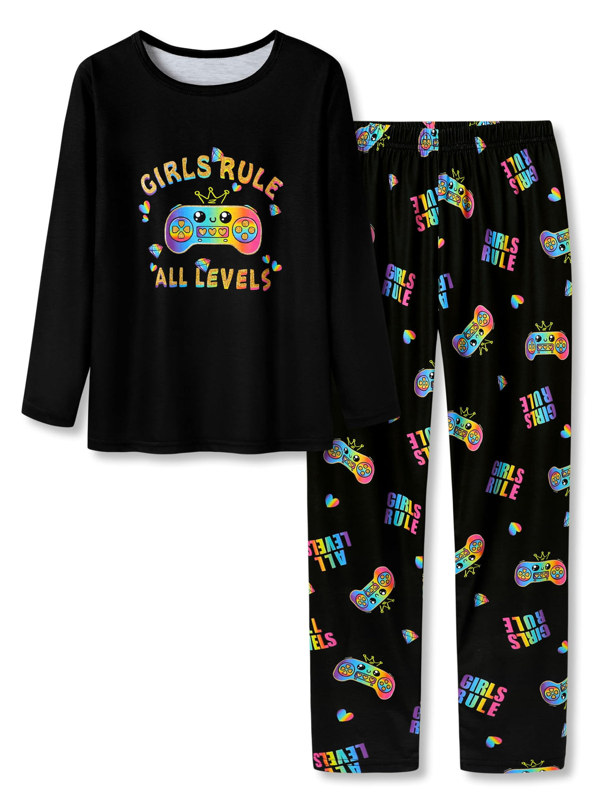 Topgal Girls Long Sleeve Pajamas, 2-Piece Top and Pants, Sizes 6-18