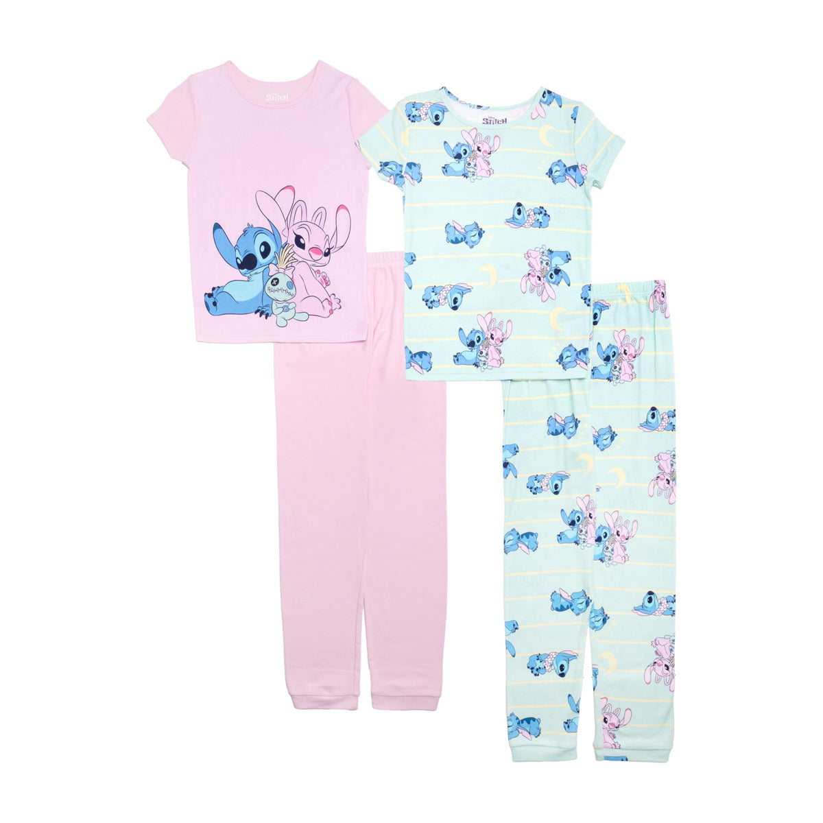 Disney Girls' 4-piece Snug-fit Cotton Pajama Set, Matching Pajamas