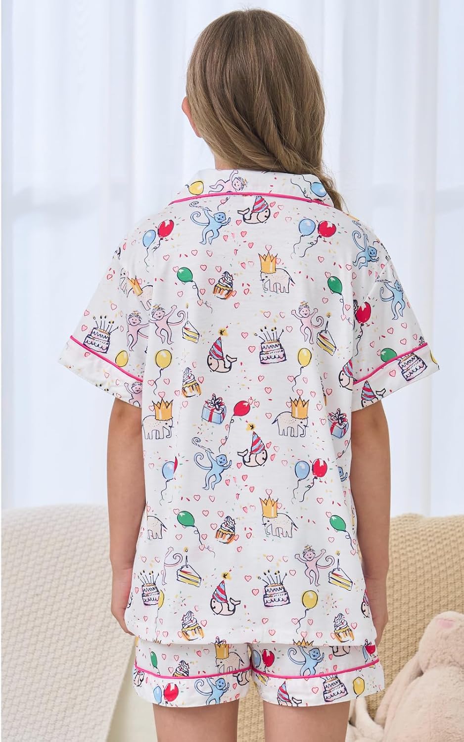 Girls Summer Outfit,Kids Monkey Button Down Loungewear Sleepwear Pjs
