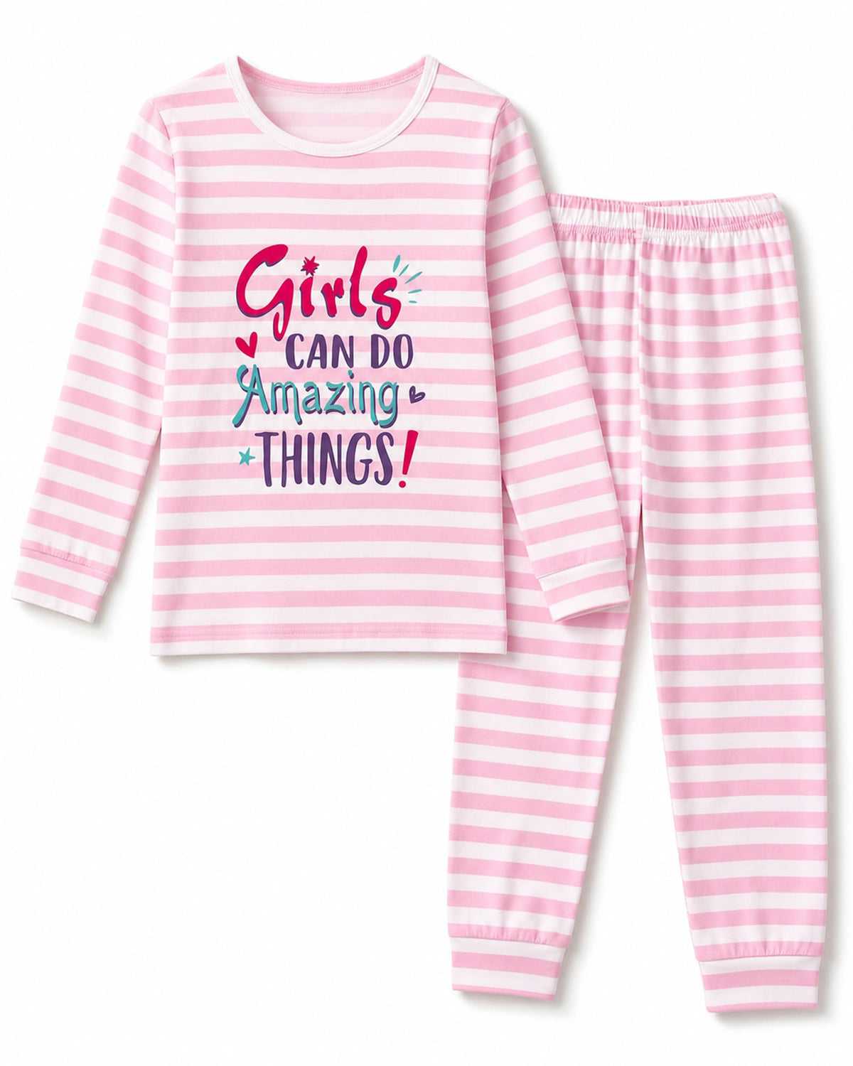 Mikrdoo Girls 2-Piece Pajamas Set Soft Long Sleeve Sleepwear 4-12 Years