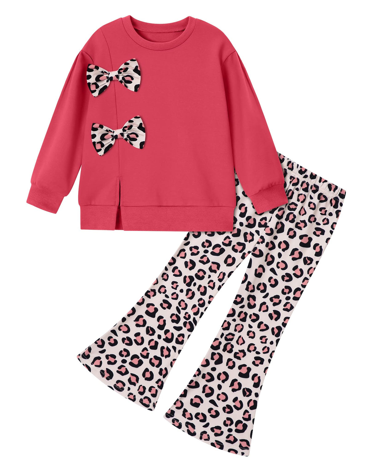 SANMIO Toddler Girls Clothes Fall Long Sleeve Top Floral Flare Pants 2Pcs