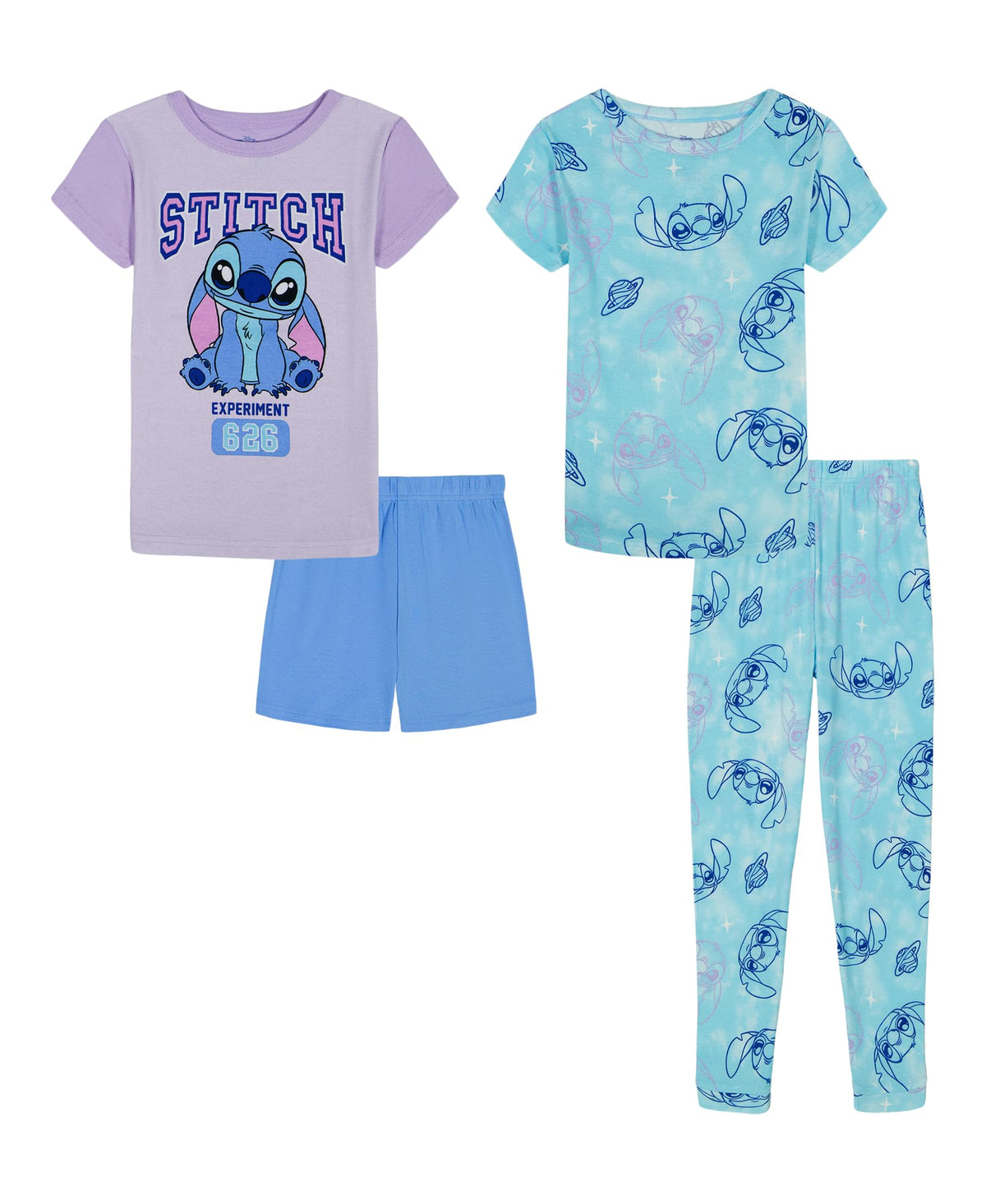 Disney Girls' 4-piece Snug-fit Cotton Pajama Set, Matching Pajamas