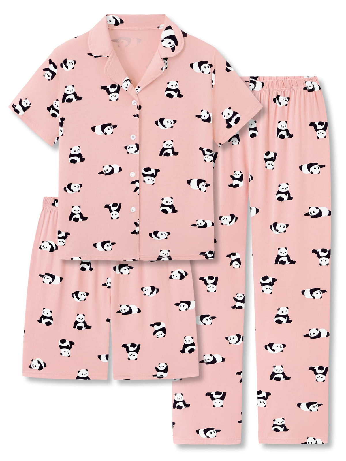 Topgal Girls 3-Piece Graphic Pajamas, Modal Button Up Lapel PJs, Sizes 6-18