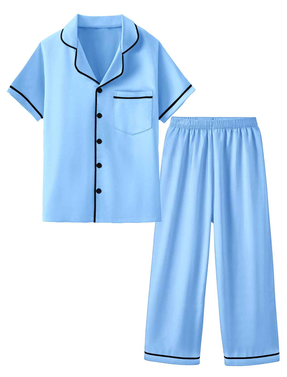 Mikrdoo Girls Satin Pajamas Button Down 2Piece PJs 3-16 Years