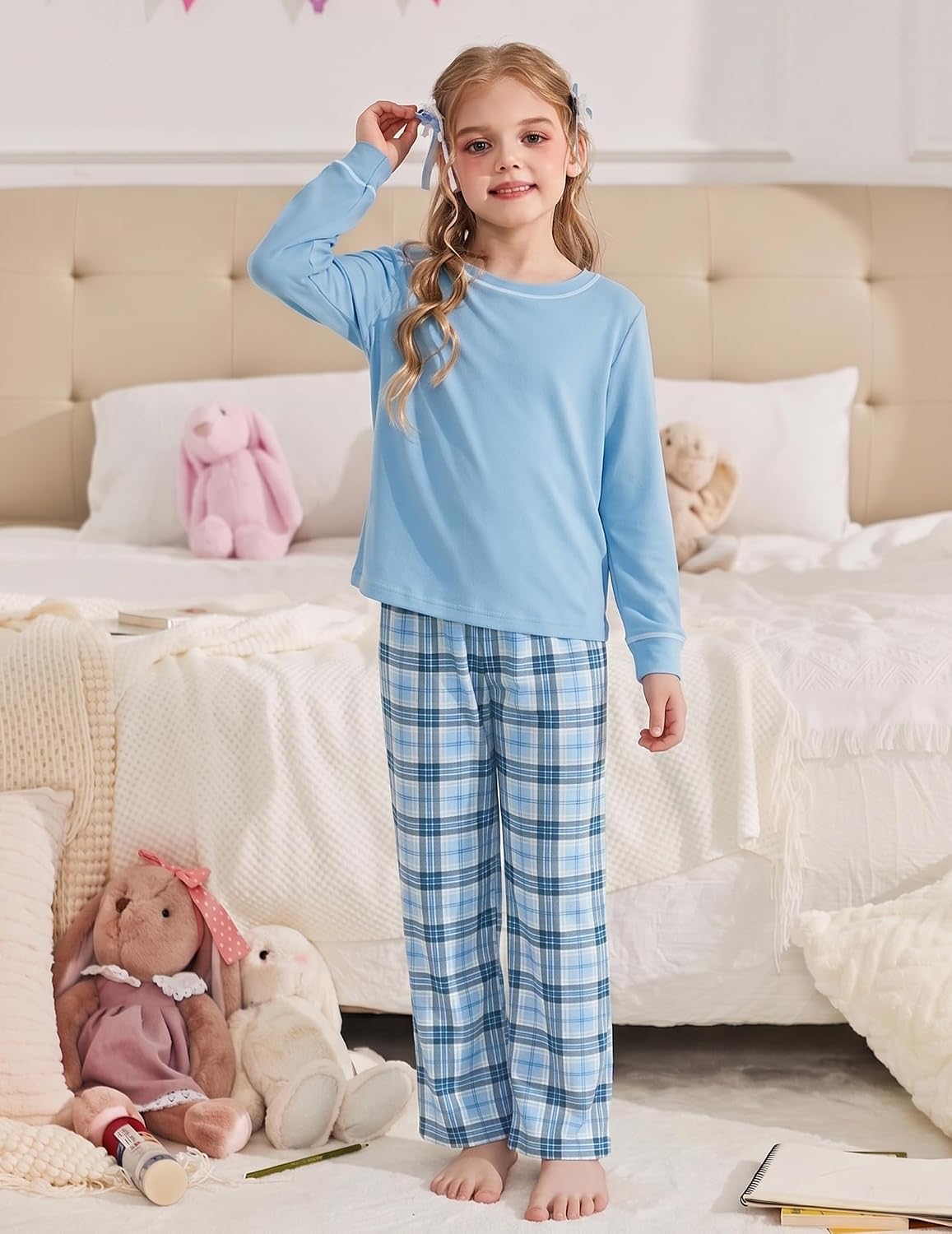 Arshiner Girls Pajamas Set 2 Piece Long Sleeve Sleepwear Cozy Pj Loungewear