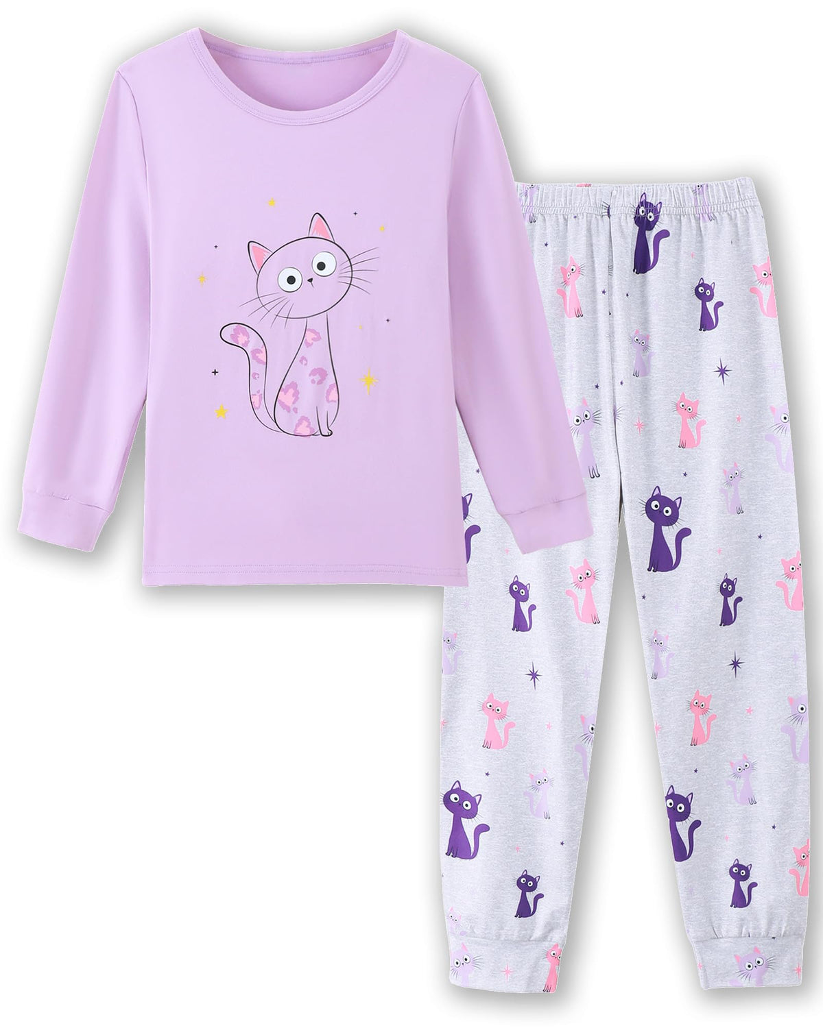 Mikrdoo Girls 2-Piece Pajamas Set Soft Long Sleeve Sleepwear 4-12 Years