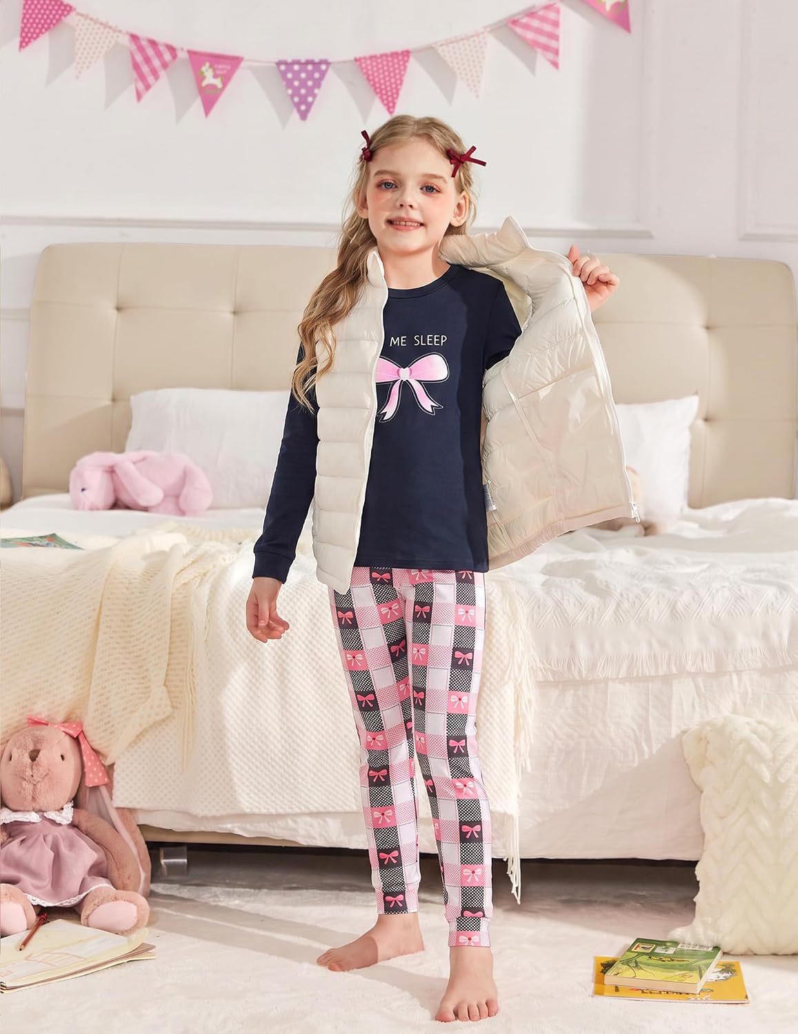 Arshiner Girls Pajamas Long Sleeve Snug Fit Pjs Set Kids Cute Sleepwear