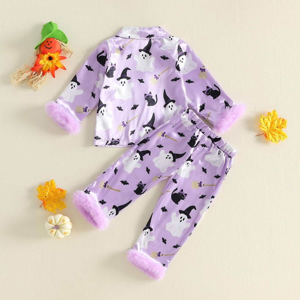 Hnyenmcko Kids Toddler Girl Halloween Pajamas Satin Shirts Pants Pjs Set