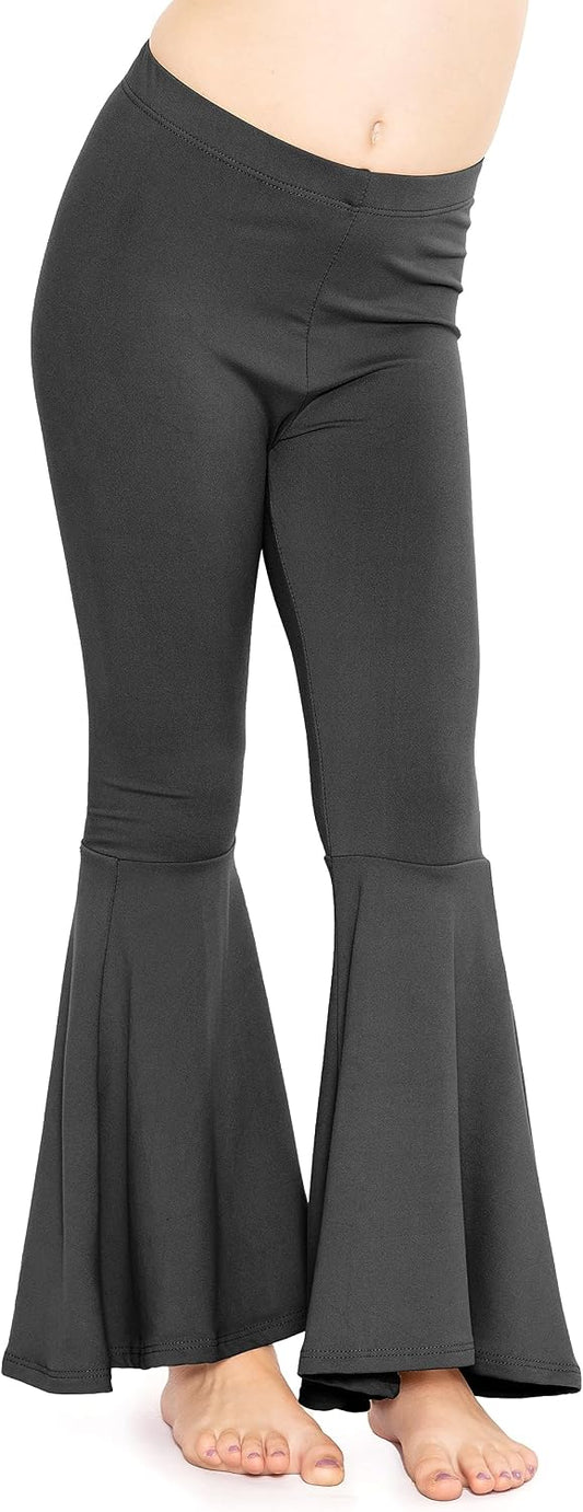 STRETCH IS COMFORT Girls Stretch Bell Bottoms Flare Pants Little | Big Kid Ruffle Bootcut Leggings | Sizes 2-14