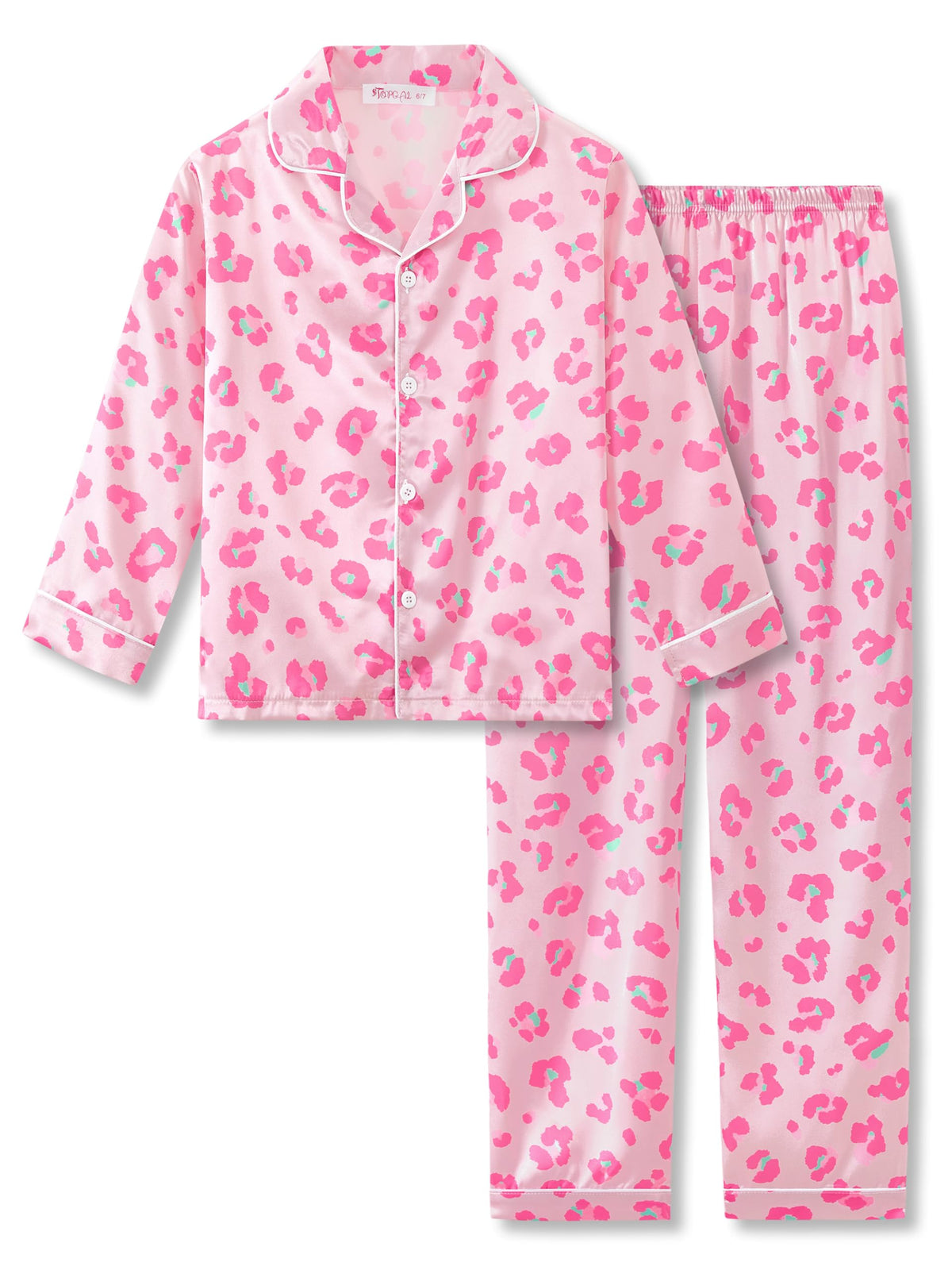 Topgal Girls Pajama Set, Coat Style Button Front, Size 6-16