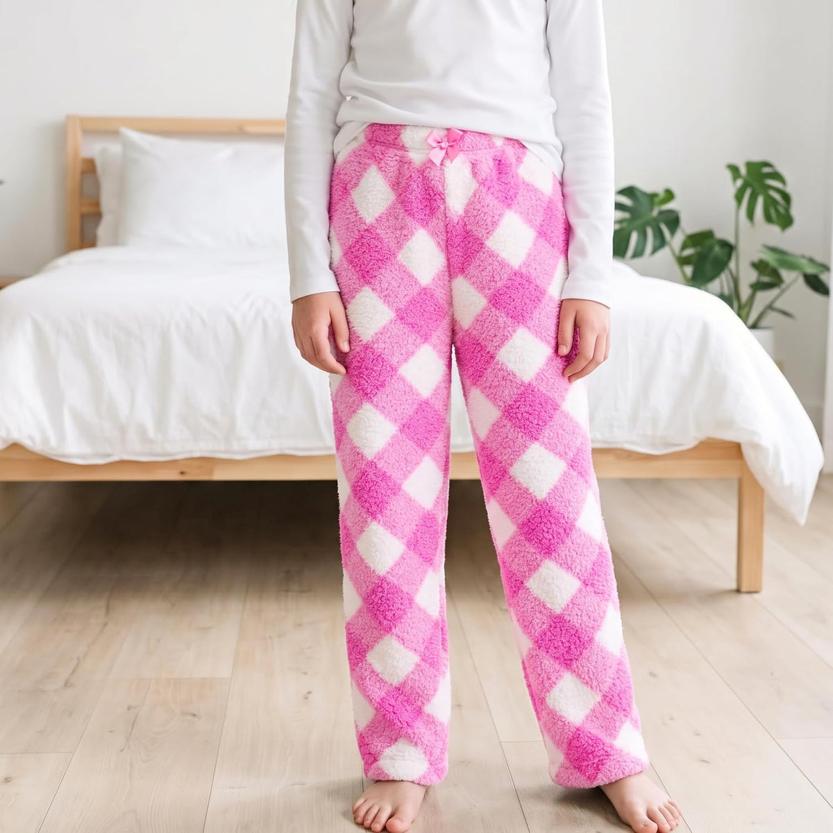 Just Love Girls' Plush Fleece Pajama Pants, Buffalo Plaid PJs