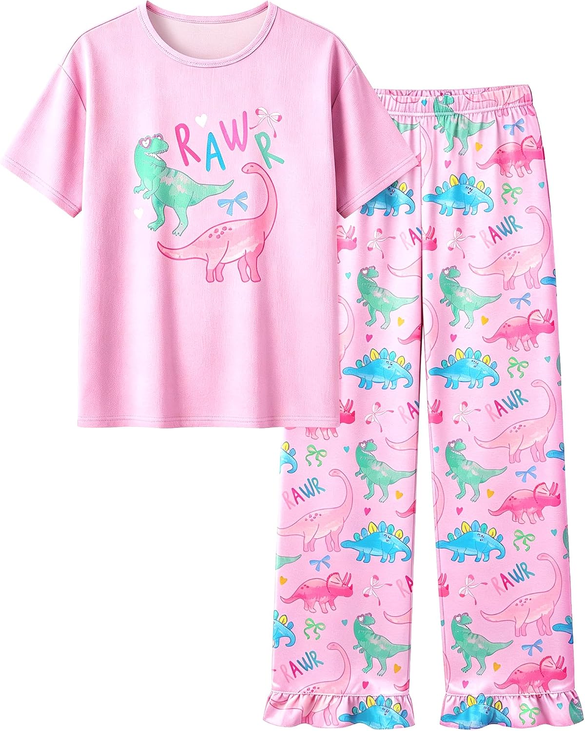 Sylfairy Girls Pajamas Summer Toddler Girl Pajamas Sets Short Sleeve and Pants Girls' Cute Sleepwear Pjs