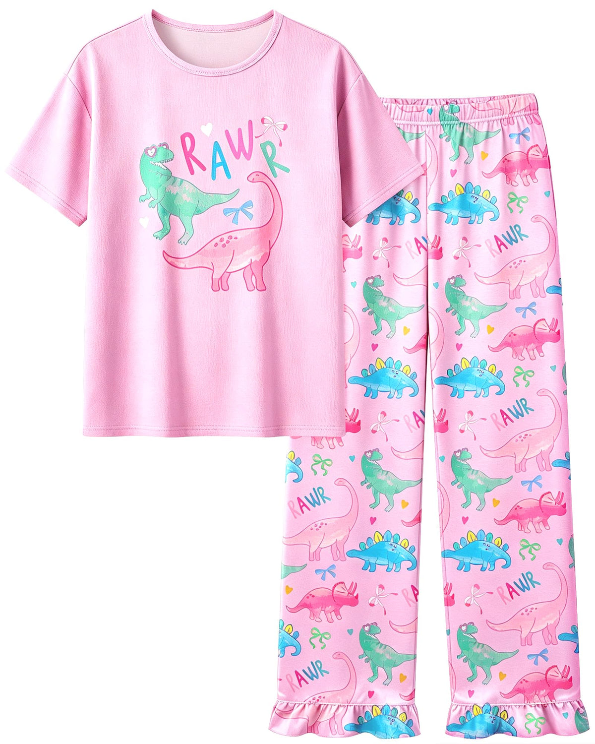 Sylfairy Girls Pajamas Summer Toddler Girl Pajamas Sets Short Sleeve and Pants Girls' Cute Sleepwear Pjs