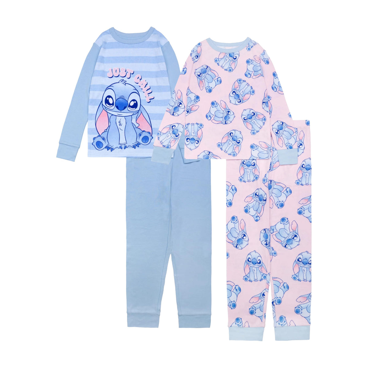Disney Girls' 4-piece Snug-fit Cotton Pajama Set, Matching Pajamas