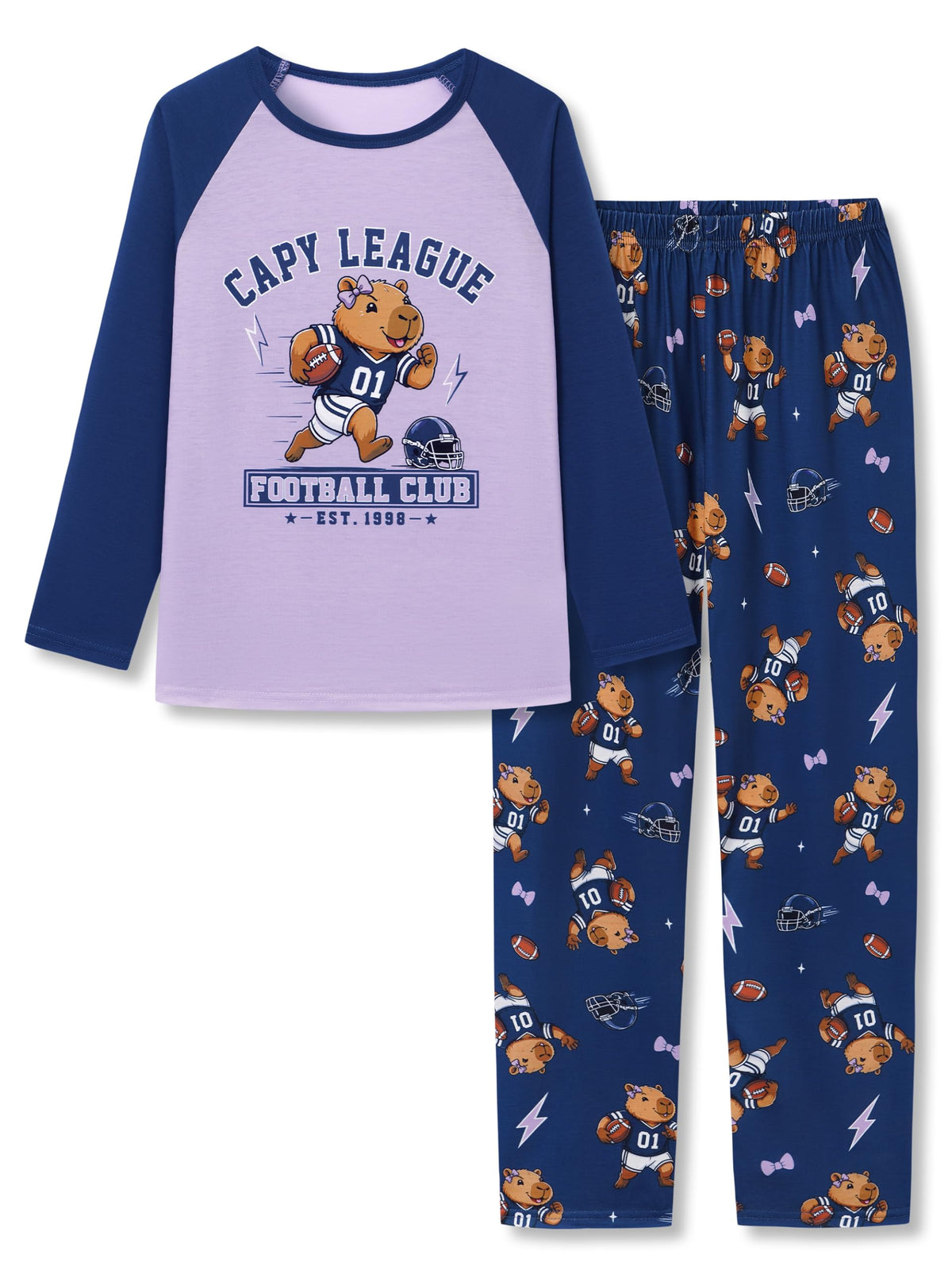 Topgal Girls Long Sleeve Pajamas, 2-Piece Top and Pants, Sizes 6-18