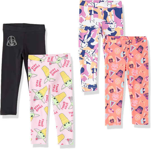 Amazon Essentials Disney | Marvel | Star Wars | Frozen | Princess Girls and Toddlers' Cotton Stretch Leggings, Multipacks