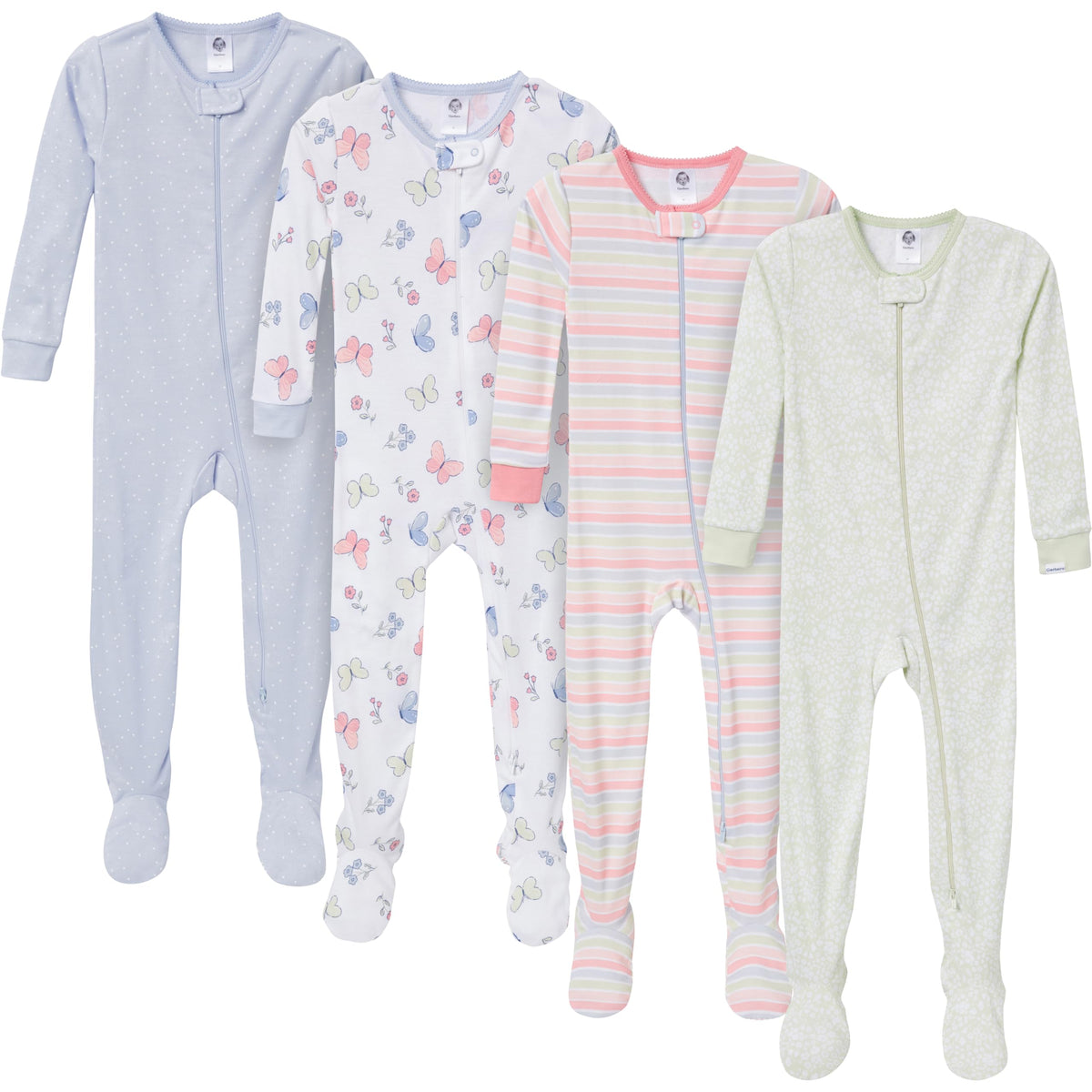Gerber Baby Girls 4-pack Footed Pajamas