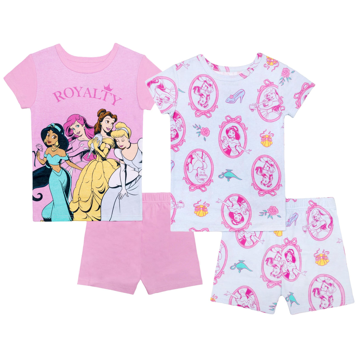 Disney Girls' 4-piece Snug-fit Cotton Pajama Set, Matching Pajamas