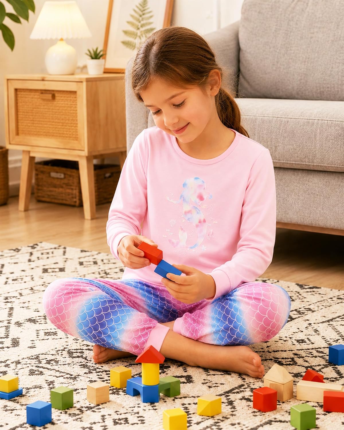 Mikrdoo Girls 2-Piece Pajamas Set Soft Long Sleeve Sleepwear 4-12 Years