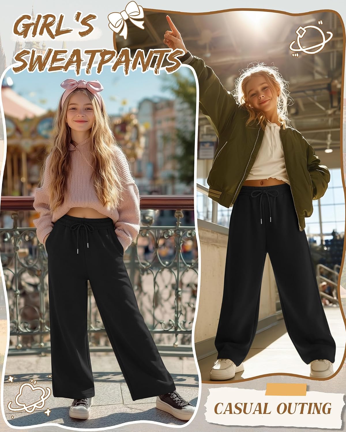 Girls Wide Leg Sweatpants Oversized Baggy Pant