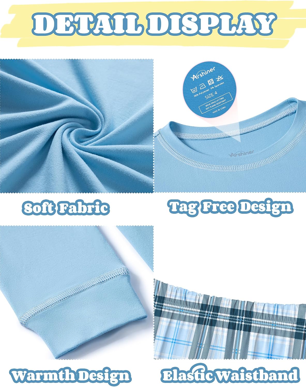 Arshiner Girls Pajamas Set 2 Piece Long Sleeve Sleepwear Cozy Pj Loungewear