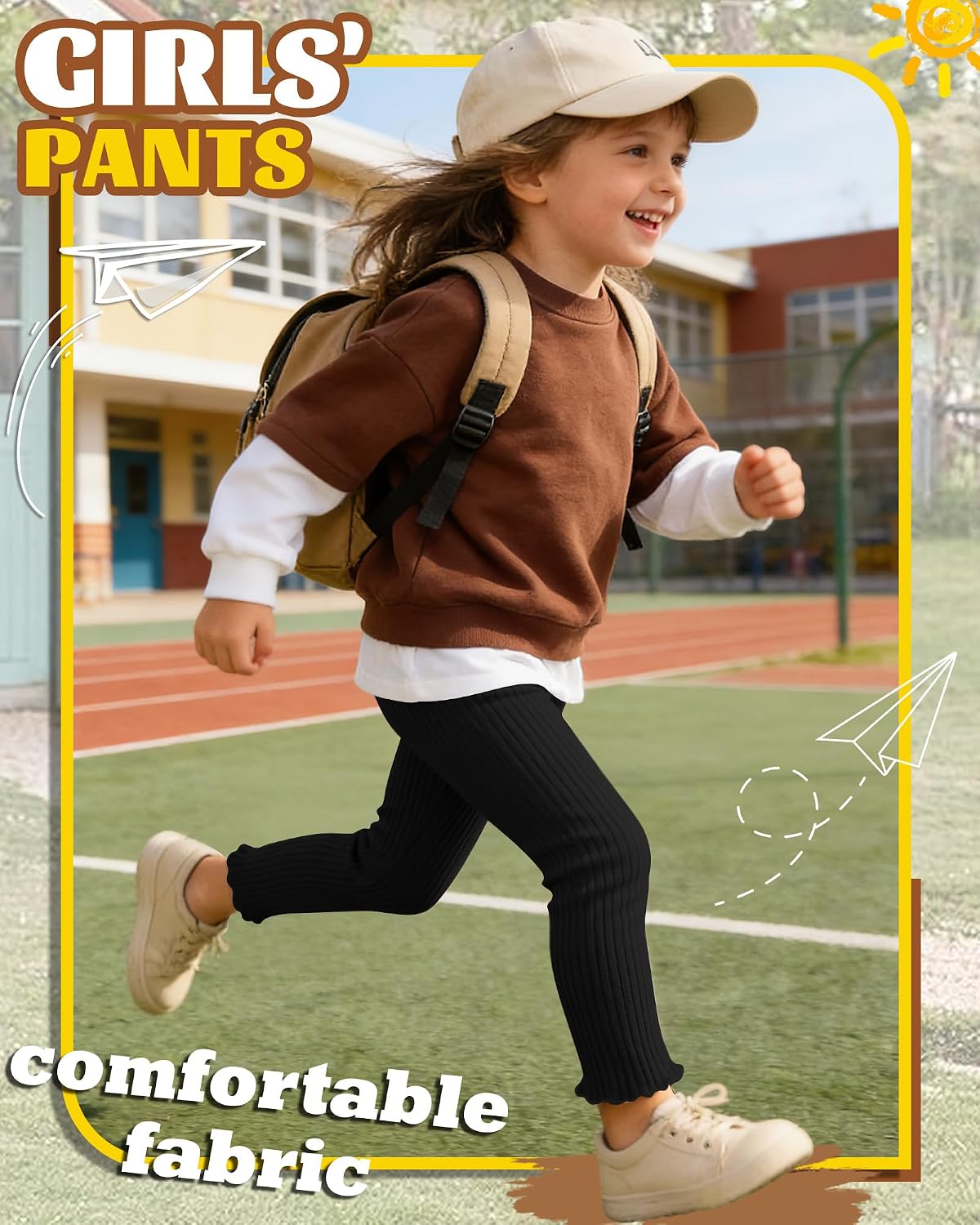 2 Pack Girl's Ribbed Knit Leggings Ruffle Tights