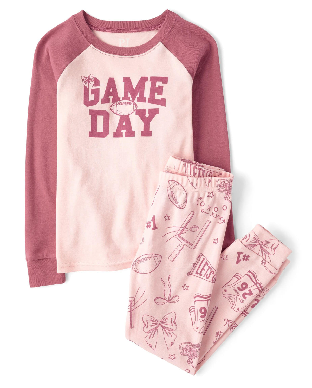 The Children's Place Girls' 100% Cotton Long Sleeve Top and Pants, 2 Piece Pajama Set