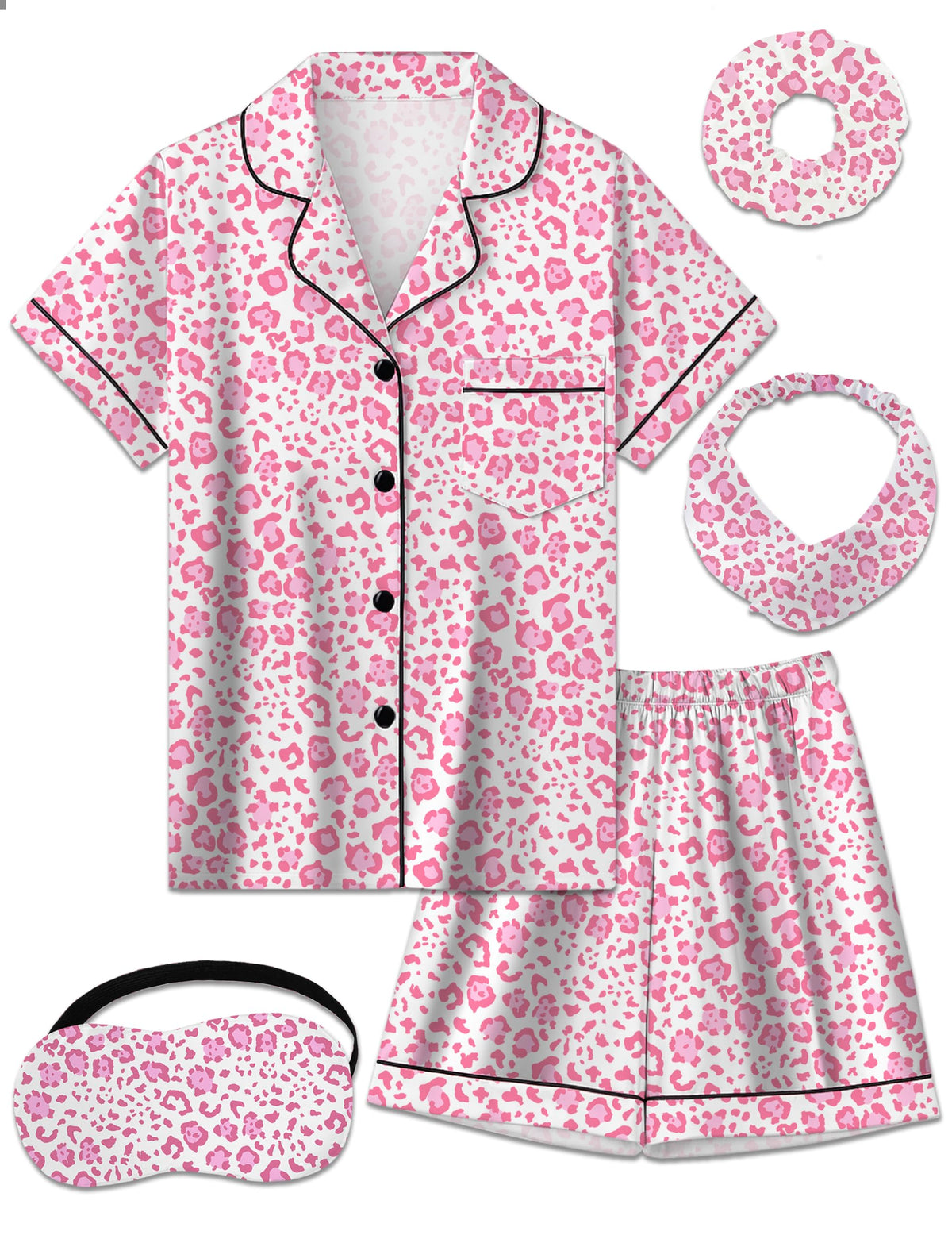 Kids Silk Pajamas Girls Satin Pajama Set Button Down Pjs Set 5-12Y
