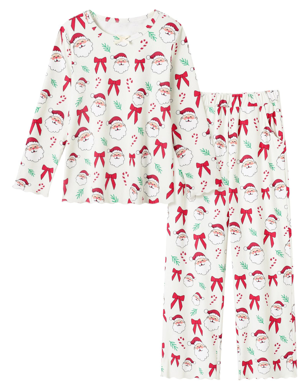 CARETOO Girls Pajama Set 2pc Soft Stretch Ribbed Kids Loungewear Pjs 5-14Y
