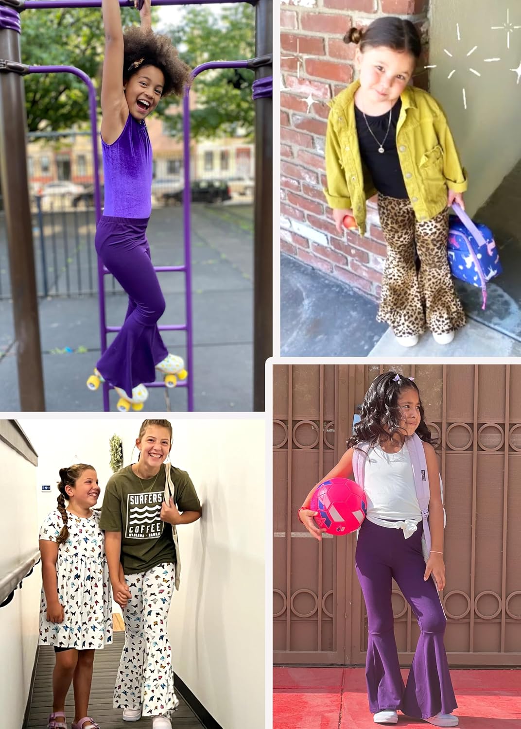 STRETCH IS COMFORT Girls Stretch Bell Bottoms Flare Pants Little | Big Kid Ruffle Bootcut Leggings | Sizes 2-14