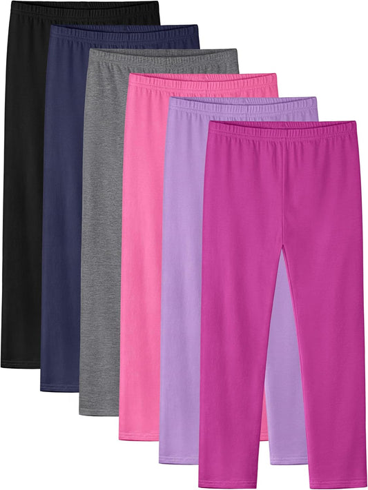 6 Pack Girls Leggings Cotton Tights for Toddler Kids Soft Yoga Pants