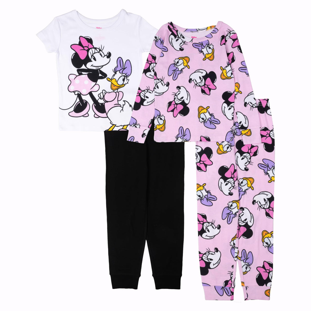 Disney Girls' 4-piece Snug-fit Cotton Pajama Set, Matching Pajamas