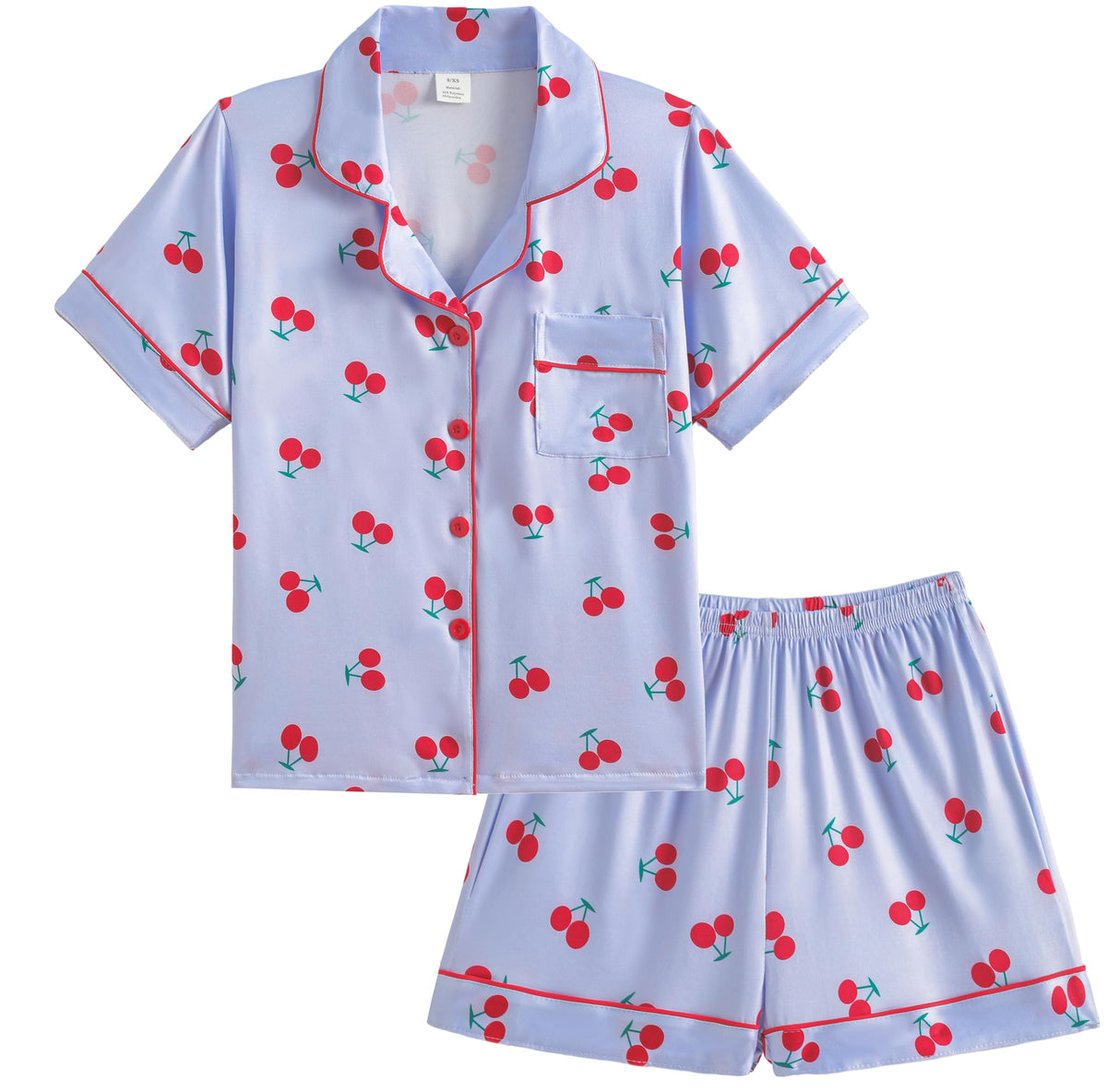 Hupohoi Big Girls Button Down Pajama Sets 2pcs Summer Cute Print Sleepwear