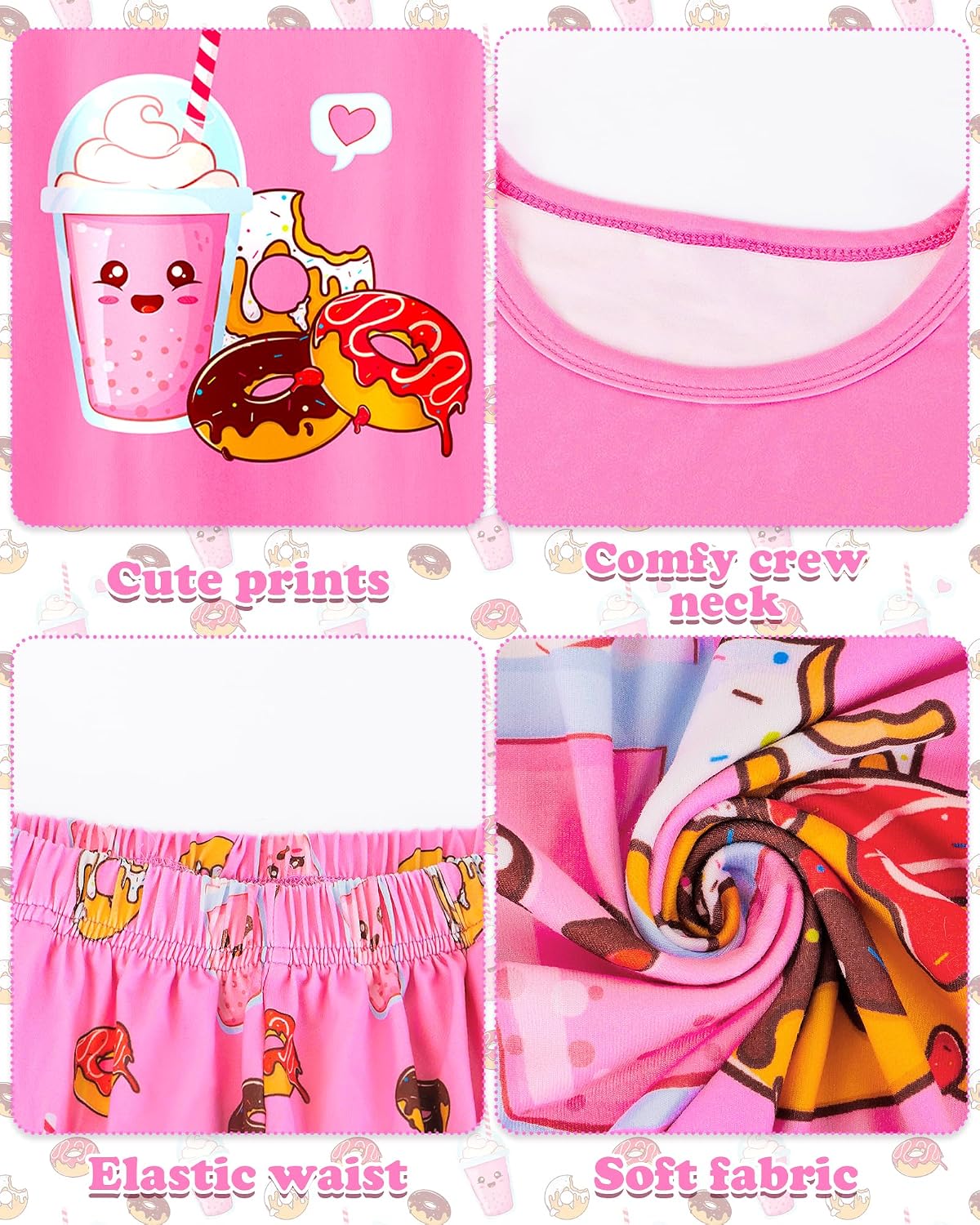 Sylfairy Girls Pajamas 2-Piece Pjs Set Kids Short Sleeve and Pants Jammies Casual Wear Girls' Sleepwear Lounge Clothes