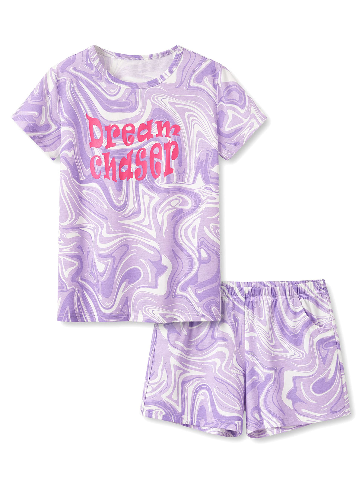 Beezizac Girls Cotton Blend Pajamas Cute Print Short Sleeve Set 4T-18