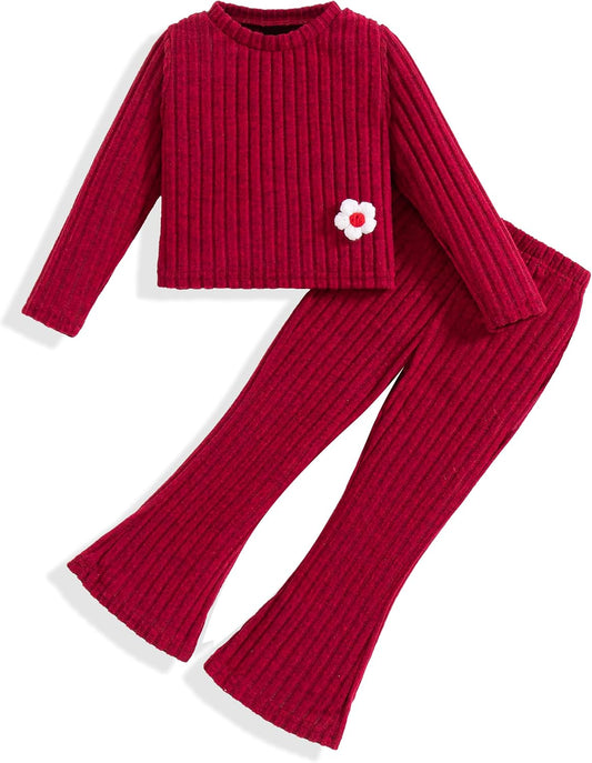 Toddler Girl Clothes Ribbed Fall Winter Outfits for Girls 2-8 Year