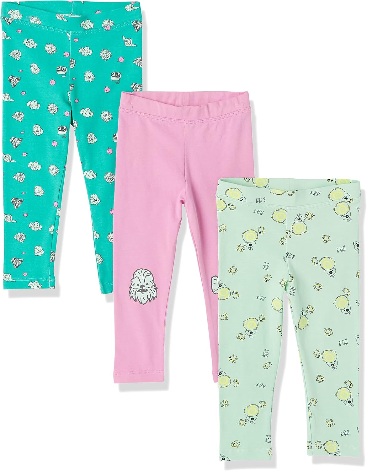 Amazon Essentials Disney | Marvel | Star Wars | Frozen | Princess Girls and Toddlers' Cotton Stretch Leggings, Multipacks
