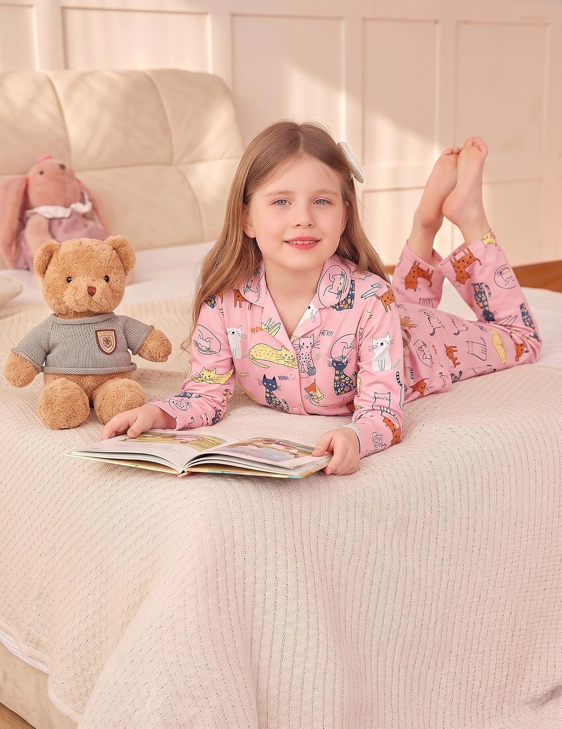 Arshiner Girls Pajamas Long Sleeve Sleepwear Cute Printed Button Down Pjs