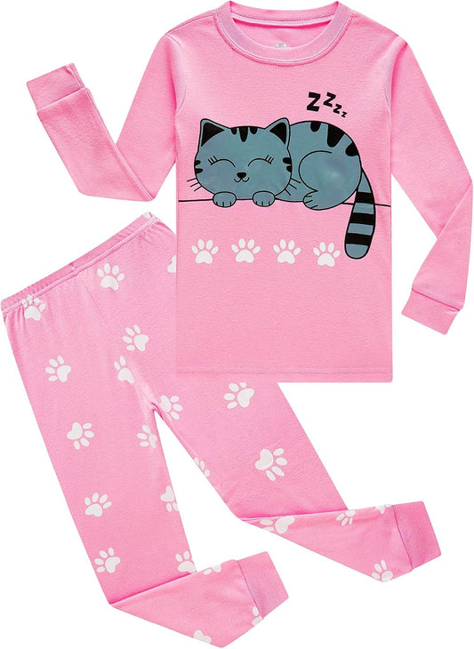 KikizYe Little Big Girls Pajamas Set Long Sleeve PJs 100% Cotton Pyjamas