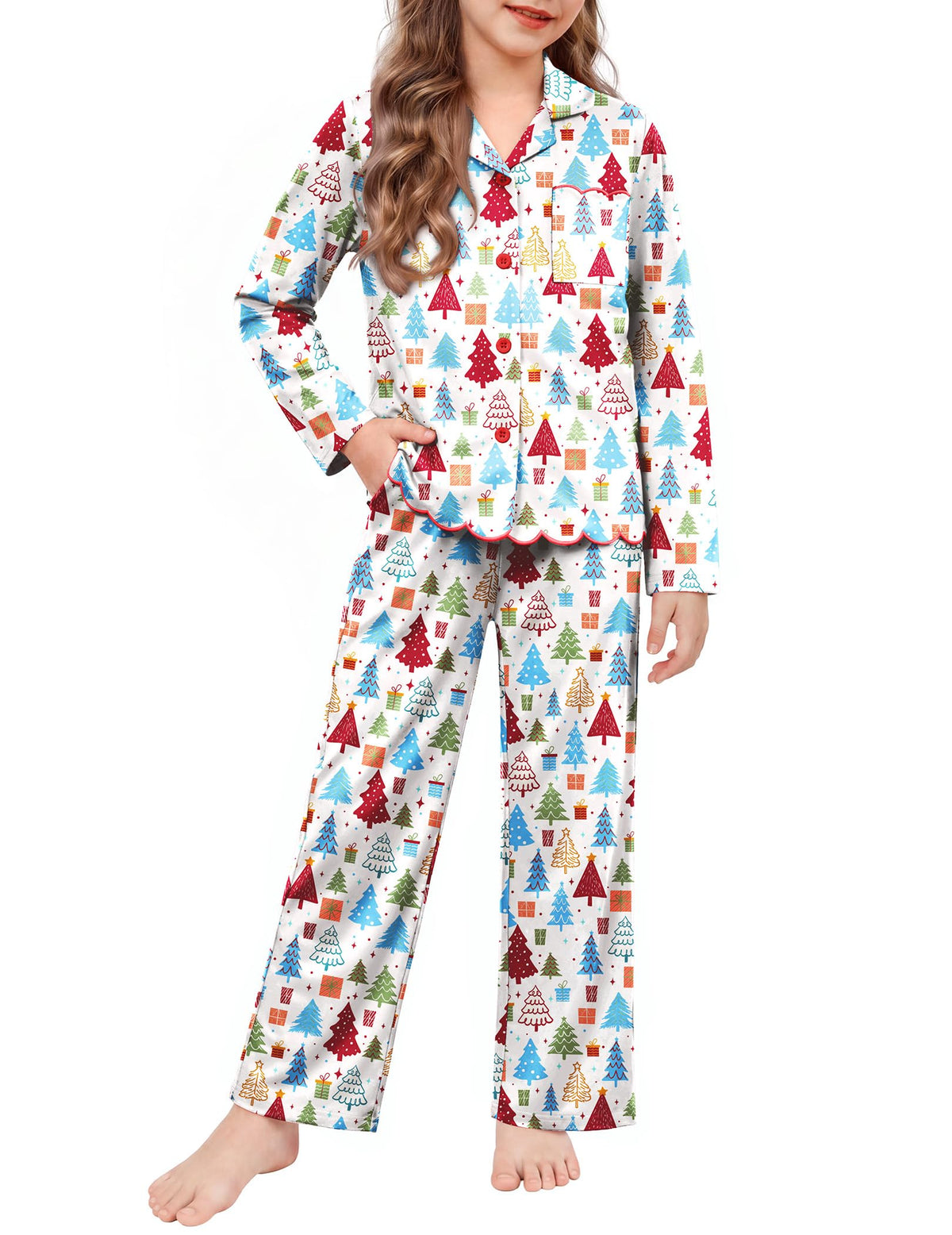 Arshiner Girls Pajamas Long Sleeve Sleepwear Cute Printed Button Down Pjs