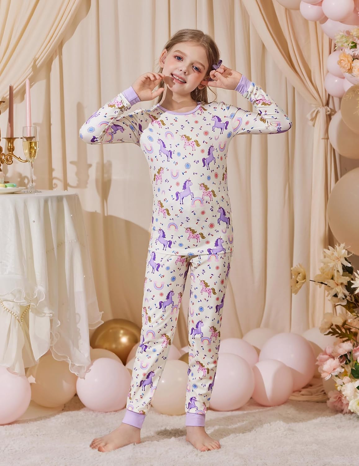 Arshiner Girls Pajamas Cute Snug Fit Long Sleeve Pjs Set Kids Sleepwear