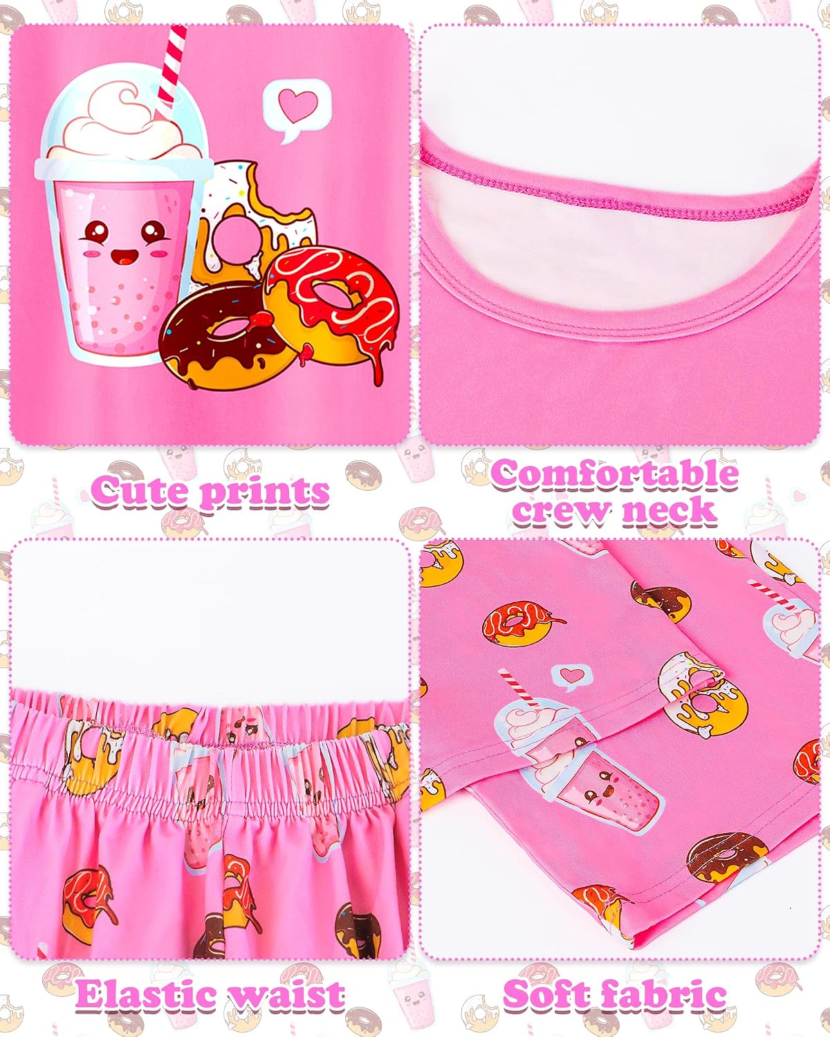 Sylfairy Girls Pajamas 2-Piece Pjs Set Kids Long Sleeve and Pants Jammies Casual Wear Girls' Sleepwear Lounge Clothes Big Kid