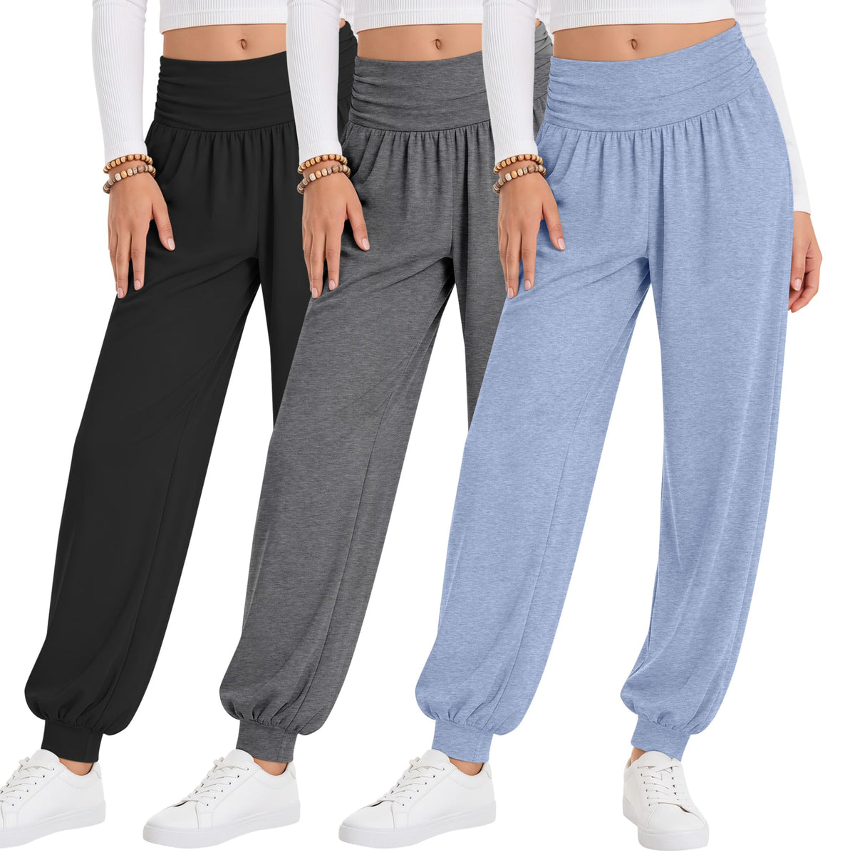 Oakgarden 3 Pack Girls' Lightweight Athletic Joggers Pants