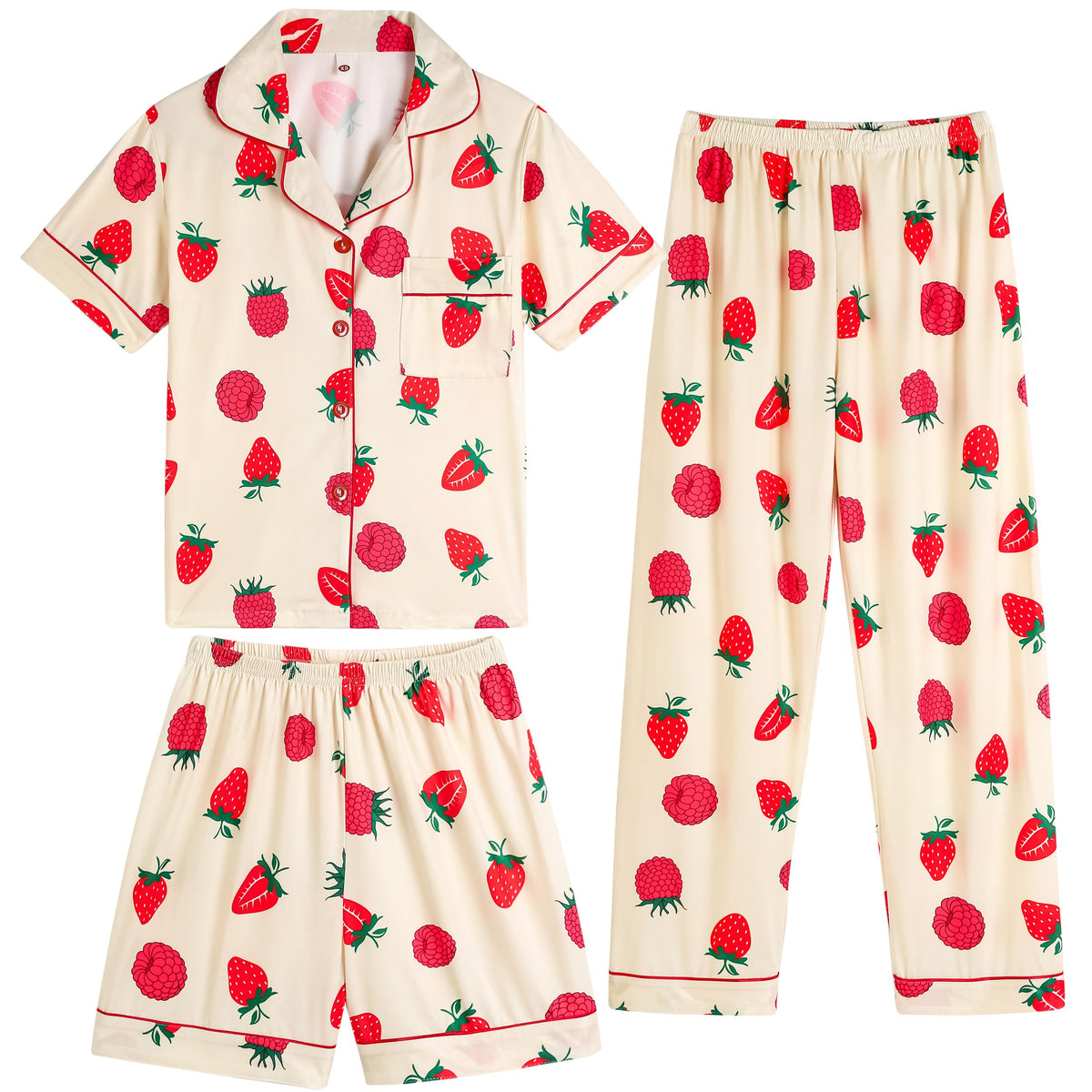 Vopmocld Girls Pajama Sets 3pcs Button Down Sleepwear For Teens 8-18 Years