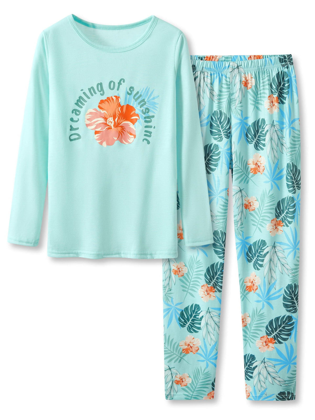 Tebbis Girls Long Sleeve Pants 2 Piece Trendy Print Pajama Set Size 6-18