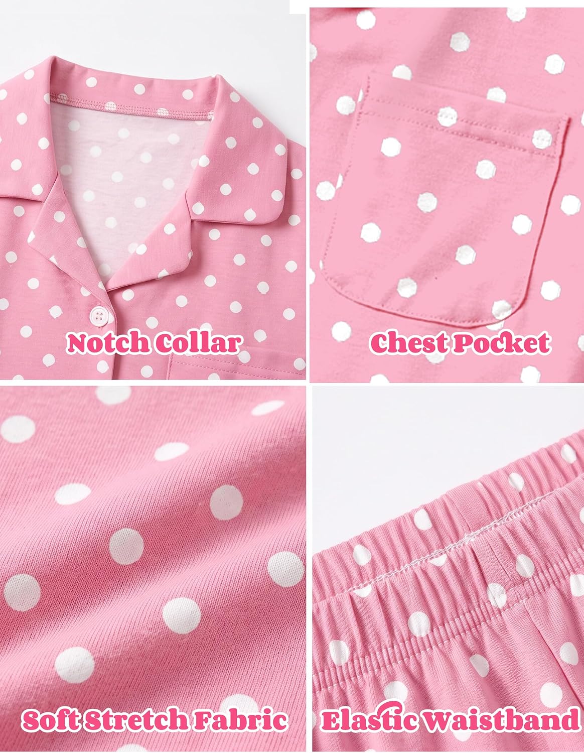 Arshiner Pajamas for Girls Short Sleeve Long Pants Sleepwear Button Pjs Set