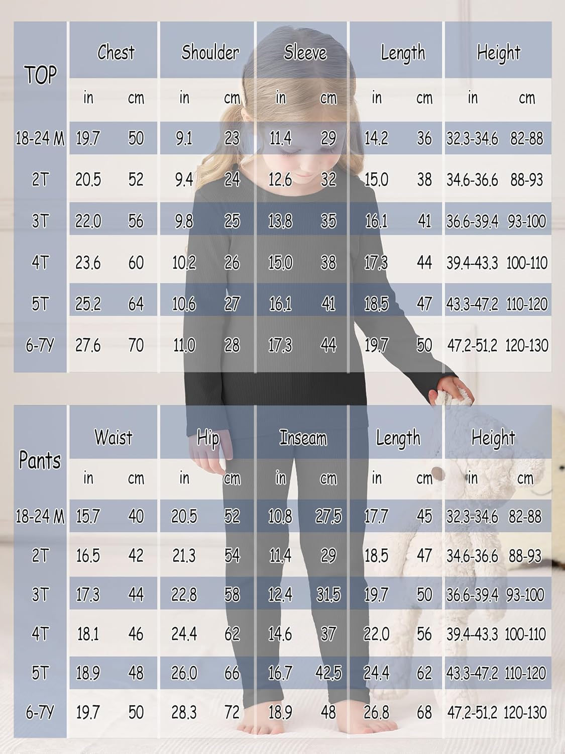 Resinta 2-Piece Boys Girls Long Sleeve Ribbed Base Layer Top Bottom Sets