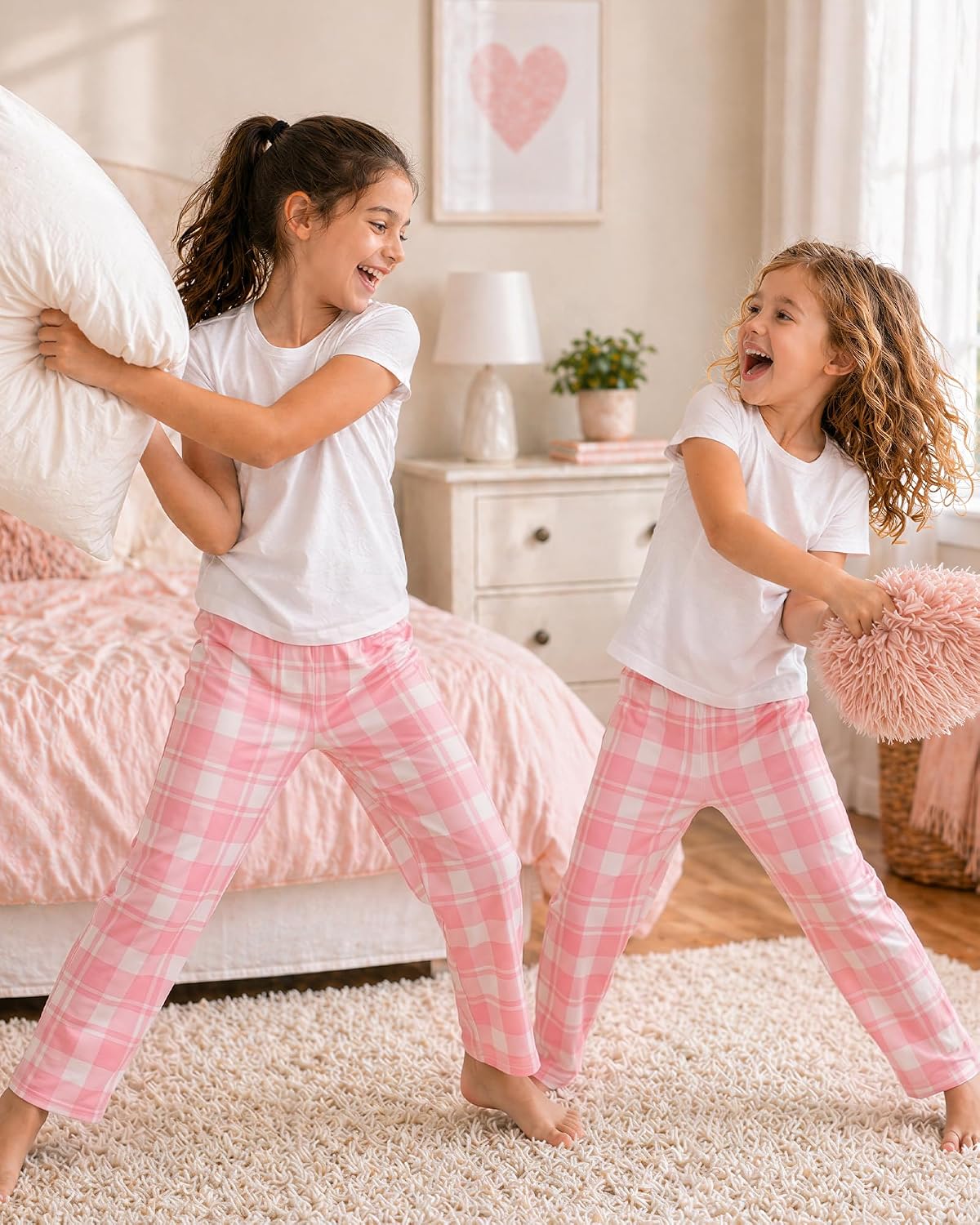 HONGTEYA Girls Christmas Pants with Pockets Soft Long Plaid Bottom