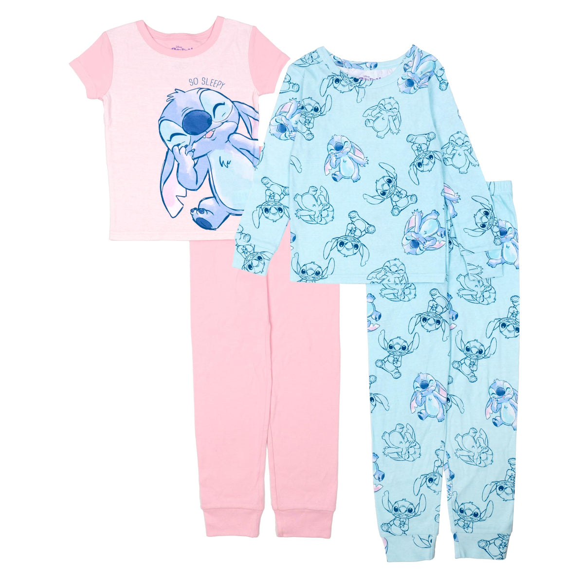 Disney Girls' 4-piece Snug-fit Cotton Pajama Set, Matching Pajamas