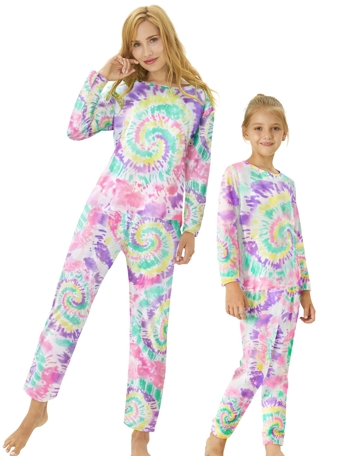Tebbis Girls Long Sleeve Pants 2 Piece Trendy Print Pajama Set Size 6-18